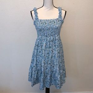 Handmade blue floral smocked summer dress